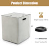 Gray propane tank cover hideaway table, 20 lbs capacity, with handles for easy movement, ideal for outdoor use.