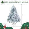 4.5-foot pre-lit snow flocked Christmas tree with 150 warm white lights, featuring a sturdy metal base for stability.