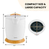 Bathroom towel warmer bucket in white with fragrance holder, compact design, and large capacity for family use.