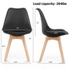 Black dining chair with PU seat and beech wood legs, featuring ergonomic backrest and noise-proof foot pads for.