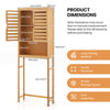 Bamboo over-the-toilet storage cabinet with adjustable shelf, ample storage, and double louvered doors for ventilation.