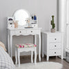 Makeup Vanity Table Set Girls Dressing Table with Drawers Oval Mirror-White - Gallery View 1 of 10