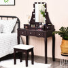 10 Dimmable Light Bulbs Vanity Dressing Table with 2 Dividers and Cushioned Stool-Coffee - Gallery View 1 of 11
