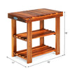 3-tier wood shoe rack made of acacia wood, featuring a sturdy design for entryway or bathroom organization.