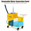 21 quart yellow mop bucket with side press wringer and removable water-separation panel for clean and dirty water.