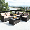 4 Pieces Outdoor Rattan Armrest Furniture Set Table with Lower Shelf-Beige - Gallery View 1 of 10