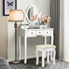 5 Drawers Vanity Table Stool Set with 12-LED Bulbs-White - Gallery View 1 of 12