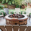 36-inch round steel fire pit ring with smooth edges, perfect for DIY outdoor use, creating a warm atmosphere.