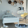 Twin Size Rustic Style Platform Bed Frame with Headboard and Footboard-White - Gallery View 1 of 8