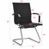 Black PU leather conference chair with ergonomic backrest and sled base, ideal for office or reception use.