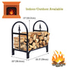 Heavy duty steel firewood storage holder with black powder-coated finish, ideal for outdoor use and excellent.