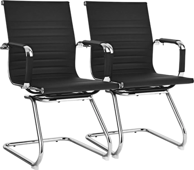 Costway Set of 2 Heavy Duty Conference Chairs w/ Protective Arm Sleeves 89712053 New