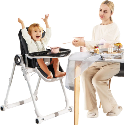 Costway Foldable Baby High Chair Feeding Chair Black 42310968 New