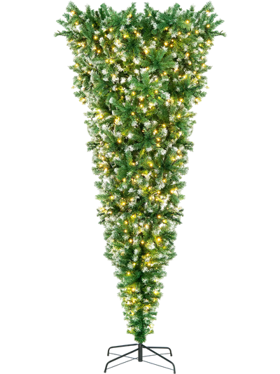 Costway 7.5' Pre-Lit Snowy Upside Down Christmas Tree 1100 Tips 40896153 New