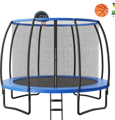 Costway Recreational Trampoline 12 ft with Basketball Hoop and Enclosure Net New