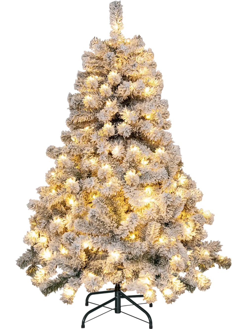 4.5 Feet Pre-Lit Premium Snow Flocked Christmas Tree with 150 Lights