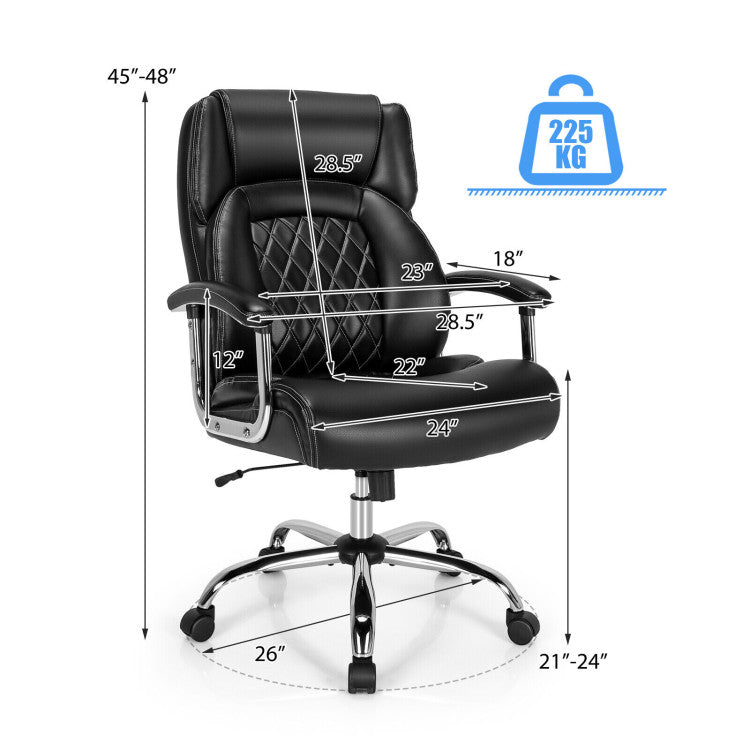 Costway Office Chair Height Adjustable Big and Tall with Metal Base 500 lbs Capacity New