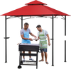 Outdoor barbecue grill gazebo with double roof, 360-degree ventilation, and built-in shelves for convenience.