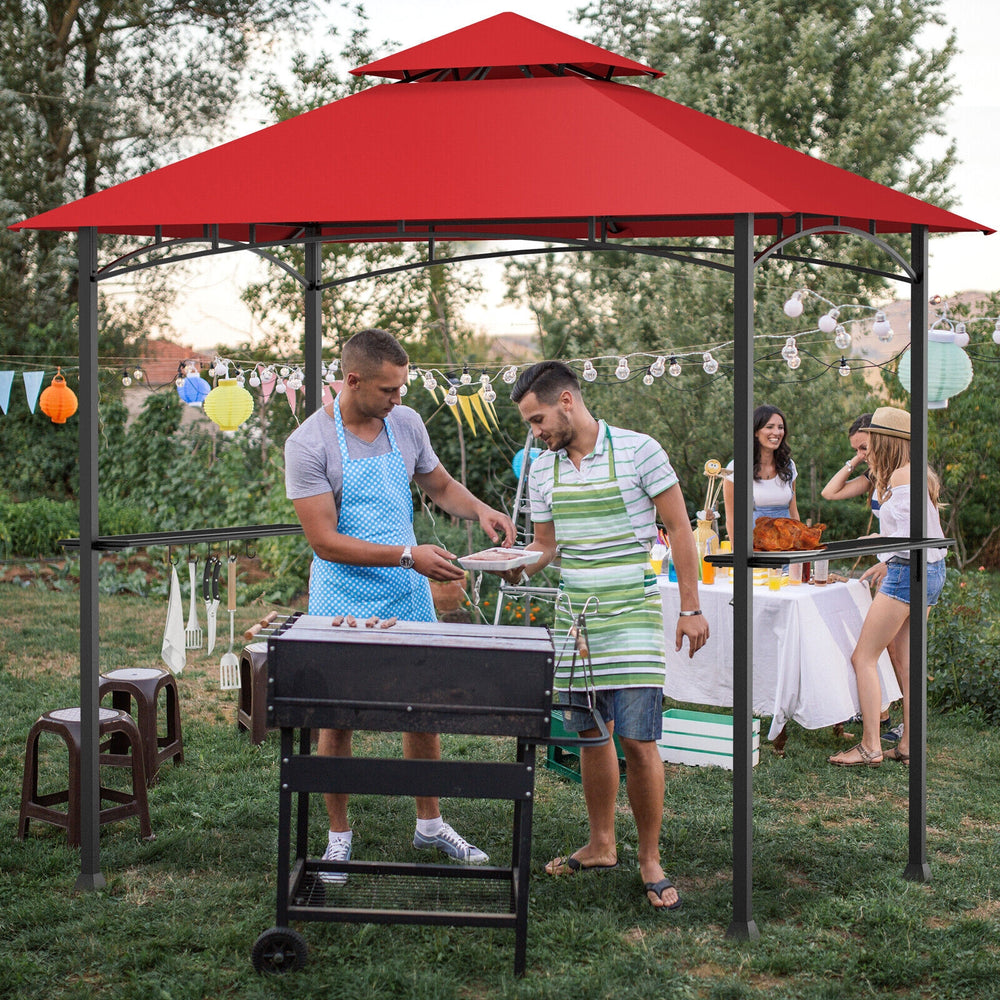 8 x 5 Feet Outdoor Barbecue Grill Gazebo Canopy Tent BBQ Shelter-Wine - Gallery View 1 of 10
