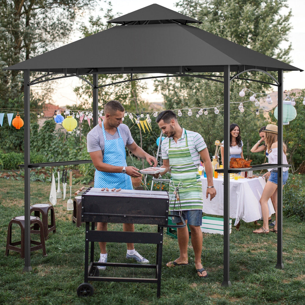 8 x 5 Feet Outdoor Barbecue Grill Gazebo Canopy Tent BBQ Shelter-Dark Gray - Gallery View 1 of 10