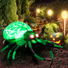 5-foot Halloween inflatable spider with glowing green body, red eyes, and 8 long legs for festive outdoor decor.