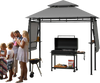 Patio BBQ grill gazebo with dual side awnings, 13.5 x 4 ft, providing shade and space for outdoor cooking and.