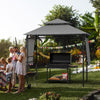 13.5 x 4 Feet Patio BBQ Grill Gazebo Canopy with Dual Side Awnings-Gray - Gallery View 1 of 10