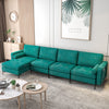 Modular L-shaped 4-Seat Sectional Sofa with Reversible Chaise and 2 USB Socket-Teal - Gallery View 1 of 11