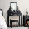 5 Drawers Removable Box Makeup Dressing Vanity Set-Black - Gallery View 1 of 9