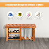 3-tier wooden shoe organizer with seat, made of acacia wood, ideal for entryways and versatile storage solutions.