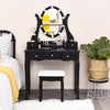 10 Dimmable Lights Vanity Table Set with Lighted Mirror and Cushioned Stool-Black - Gallery View 1 of 11