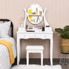 10 Dimmable Lights Vanity Table Set with Lighted Mirror and Cushioned Stool-White - Gallery View 1 of 12
