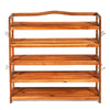 5-tier acacia wood shoe rack with removable shelves and metal hooks, perfect for organizing 12-18 pairs in any room.