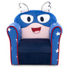 Blue kids' sofa with armrest and thick cushion featuring a cute character design, ideal for ages 1-3 in playrooms or.