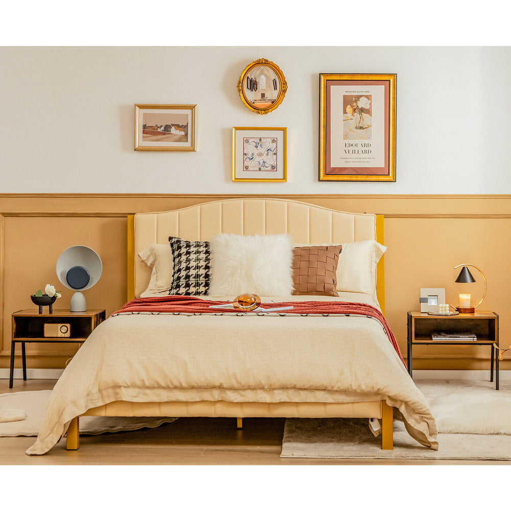 Stackable nightstand with spacious storage, engineered wood and steel frame, perfect for retro-style bedroom decor.