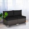 2 Pieces Patio Rattan Armless Sofa Set with 2 Cushions and 2 Pillows-Black - Gallery View 1 of 12