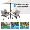 35" square patio dining table with tempered glass top and umbrella hole, perfect for outdoor gatherings in the backyard.