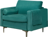 Peacock blue suede modular sofa chair with soft back pillow and side pocket, perfect for living room comfort.