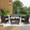 4-piece patio conversation set featuring a tempered glass tabletop, soft cushions, and durable brown PE rattan for.