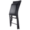 Black PU leather upholstered metal folding dining chair, space-saving design, sturdy steel frame for up to 280lbs.