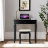 3 Drawers Lighted Mirror Vanity Dressing Table Stool Set-Black - Gallery View 1 of 12