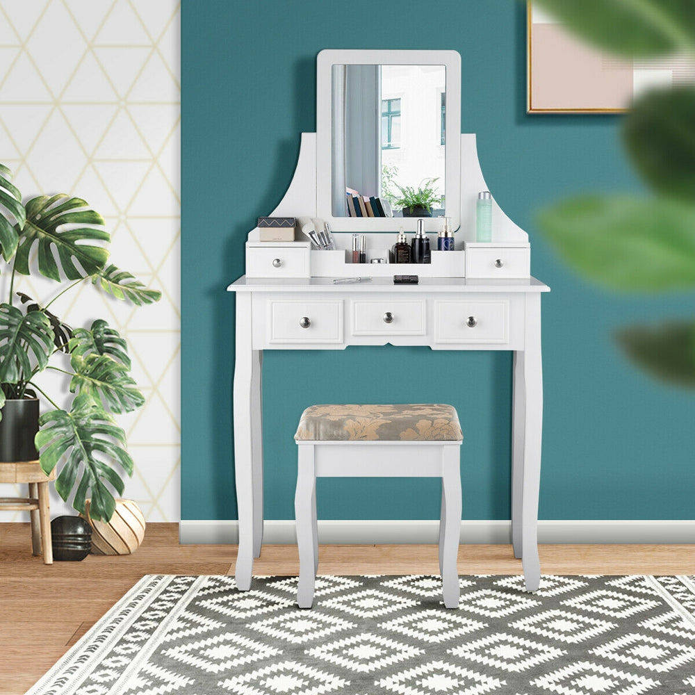 5 Drawers Removable Box Makeup Dressing Vanity Set-White - Gallery View 1 of 10