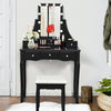 Elegant black vanity dressing table with a removable storage box, featuring 10 dimmable lights and a cushioned stool.