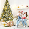 8 Feet Pre-lit Snow Flocked Christmas Tree with Tips and Metal Stand-8 ft - Gallery View 1 of 12