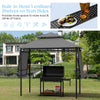 Patio BBQ grill gazebo with dual side awnings, 13.5 x 4 ft, featuring built-in shelves for outdoor cooking convenience.
