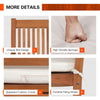 Close-up of the zippered cushion cover on the 2-person hanging porch swing bench with solid wood frame and ergonomic.
