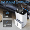 100-pint dehumidifier with smart app and Alexa control, ideal for rooms up to 5500 sq.ft, featuring a sleek design.
