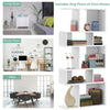 5 cubes ladder shelf in white, made of P2 particleboard, ideal for storage in living room or office, space-saving.