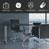 Set of 2 heavy-duty conference chairs in classic black PU leather with ergonomic backrest for office comfort.