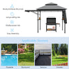 Patio BBQ grill gazebo canopy with dual side awnings, gray, providing ample space for outdoor cooking and entertainment.